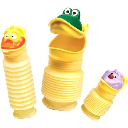 400ml Portable Stretchable Child Camping Toilet Potty Travel Emergency Urinal Cartoon Head Pee Bottle For Kids Girls Boys