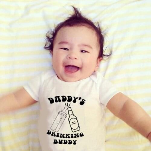 Daddys Dinking Buddy Jumpsuit for Newborns Onesies Boy Girl Baby Clothes Infant Kids Costume Baby Clothing Newborn Baby Romper