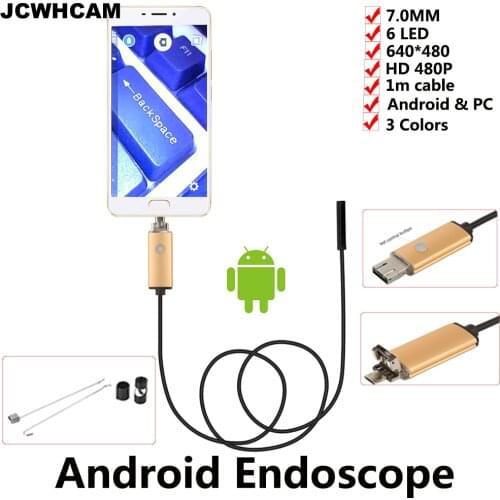 JCWHCAM Endoscope 7mm Len Endoscope USB Android Camera 1M 2M Waterproof Car Pipe Inspection Snake Tube MicroUSB Endoskop Camera
