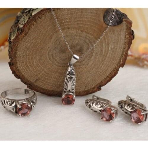 Victorian Solitaire Zultanite Jewelry Set, Woman Silver Zultanite Ring + Necklace +Earrings,Handmade Woman Silver,color changing