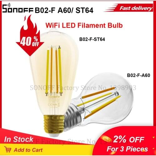 Itead SONOFF B02-F A60/ ST64 Smart Home WiFi LED Filament Bulb 7W E27 Inteligente Dimmable Light Bulbs Lamp Work with Alexa