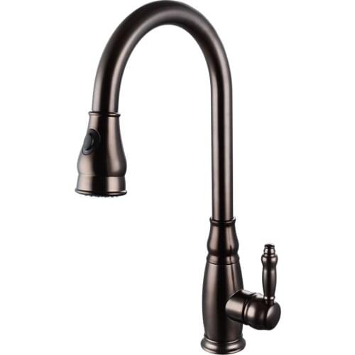 Oil Rubbed Bronze Brass Tall Kitchen Faucet with Pull Down Sprayer Extra Pullout Sink Faucet Swivel High Pulldown