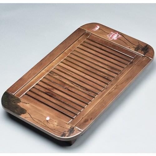 51*30*5.5cm Factory direct solid wood Ke wood handmade handmade tea tray drainage type storage type small tea table wholesale