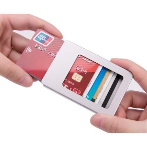 2019 New Aluminum Rfid Card Holder Wallet Antimagnetic Alloy Men Credit card holder Women Slim Dollar Clip Purse Mini wallet