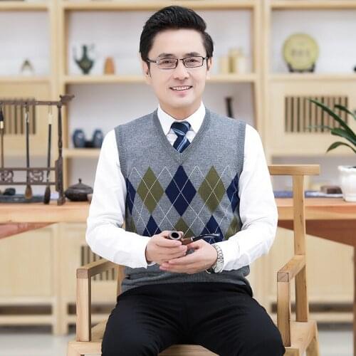 2020 New Male Wool Sweater Vest Mens Sleeveless Sweater V-Neck Pullover Wool Knit Vest