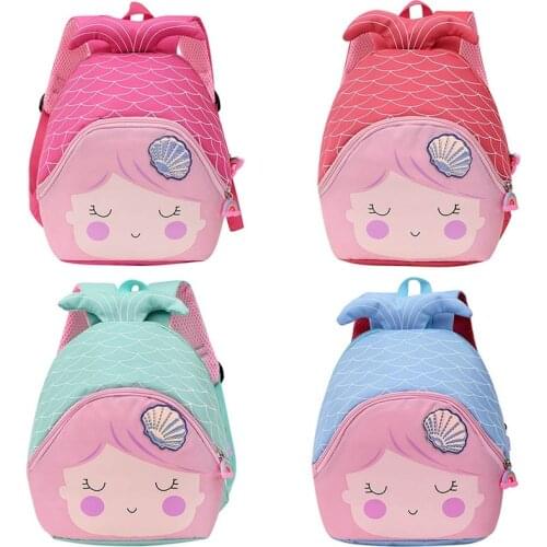2021 New Cartoon Mermaid Fishtail Backpack For Girls Cute School Bag Kindergarten Schoolbag Cute Shoulder Bag Gifts For Kids Sac