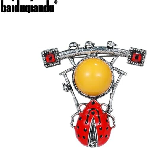 Baiduqiandu Brand New Arrival Exquisite Enameled Ladybird Brooch Pins for Women or Girls Gift for Valentine day