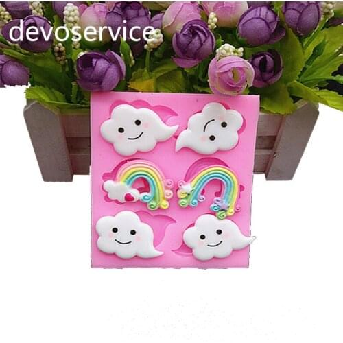 New Lovely White Clouds Kitchen Tool Cake Border Baking Moulds Kitchen Fondant Mold Cake Decorating Tools Soap Silicone Mold