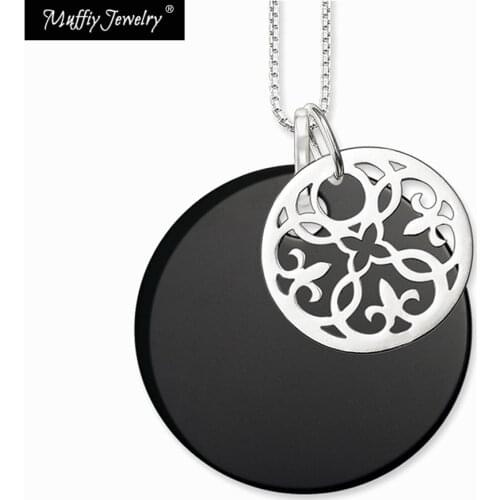 Flower Ornament Disc Necklace,Europe Style Glam Fashion Good Jewelry For Women,2017 Gift In 925 Sterling Silver,Super Deals