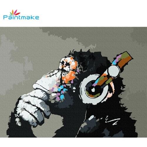 Paintmake Animal DIY Painting By Numbers Monkey Oil Hand painted on canvas For Home Room Decor Art Picture Gift 40*50cm