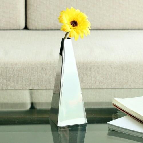 Pyramid Livingroom Tabletop Vase 304 stainless steel hotel table top INOX Home Flover Vase Container