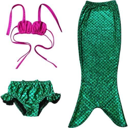Mermaid Tail Princess Ariel Dress Cosplay Costume Dress Bikini Set Bathing Suit Girl Kids Maid Tails Fancy Swimmable