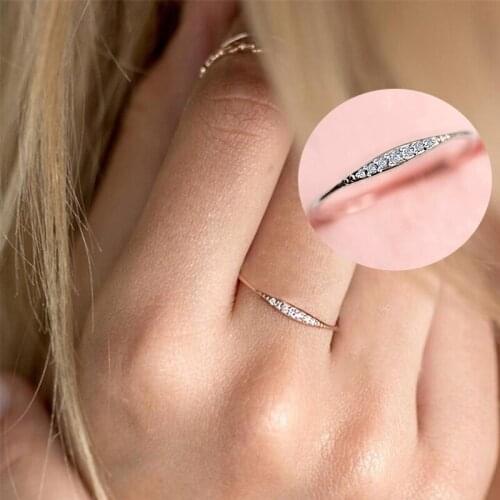 Simple Women Bridal Zircon Crystal Bridal Ring Band Wedding Engagement Jewelry Gifts For Her US6-US10