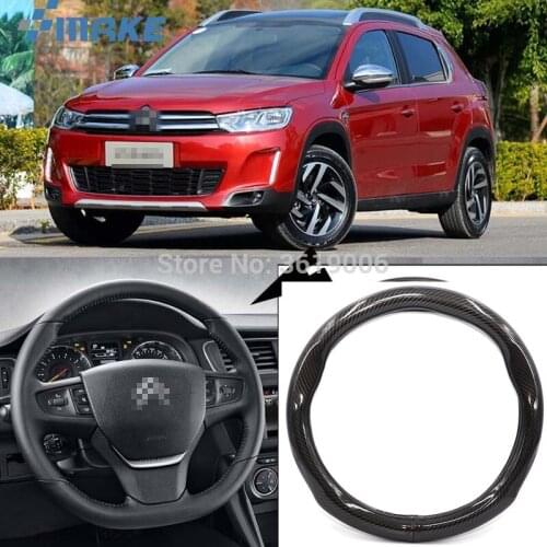 SmRKE Car Accessories For Citroen C3-XR Black Carbon Fiber Leather Steering Wheel Cover Sport Racing Car Styling