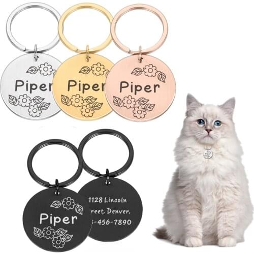 Engraved Dog Collar Tags Personalized Cat Necklace ID Tags Anti-lost Address Name Plate for Pet Dogs Leash Kitten Puppy Supplies