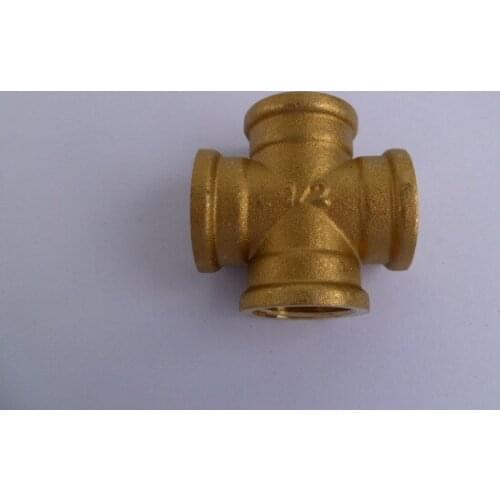 Thick copper four pass 4 points DN15 wire connector copper accessories internal thread cross four pipe fittings