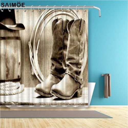 Vintage Cowboy Bathroom Curtain Retro Pasture Waterproof Shower Curtain Polyester Fabric Bath Curtain Bathroom Shower Sest