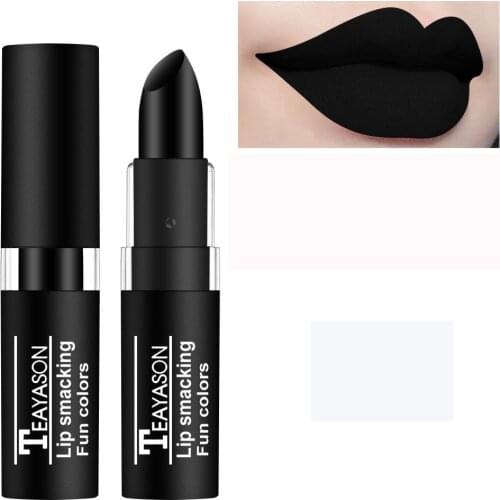 Waterproof Velvet Matte Lipstick Long Lasting Pigment Black White Nude Lipstick Women Halloween Party Lips Makeup Cosmetics