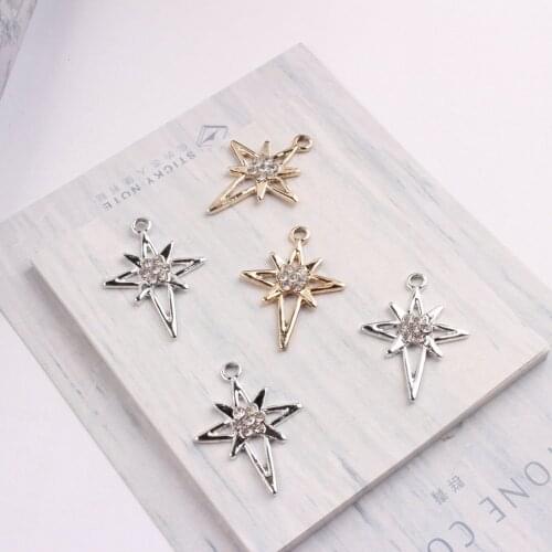 DIY Jewelry Findings Ornament Accesssories 10pcs 20*27MM Crystal Rhinestone Paved Cross Flower Pendant Earring Fashion Charms