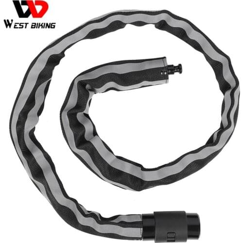 WEST BIKING Bicycle Lock Anti-Theft Security Chain Lock With 2 Keys MTB Road Bike Motorcycle Scooter Reflective Cycling Lock