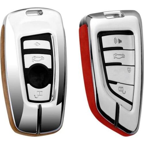 Suede Leather Key Rings Protection Cover For BMW F10 F30 X3 X4 F25 F26 Protect Shell Cover Case Interior auto Accessories