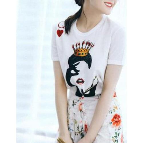 Zuolunouba Summer Fashion Ladies Cotton White T Shirt Women Makeup Print Harajuku Soft Short-sleeved Tees Tops