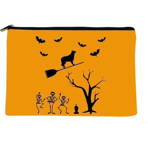 Women Halloween Collie Printed Make up bag Fashion Women Cosmetics Organizer Bag for Travel Colorful Storage Bag for Lady Bag