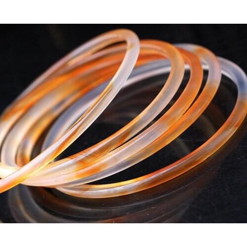 Women Thin Bracelet Bangles Yellow White Agate Chalcedony Round Circle Thin Bracelets Gift for Females Fine Jewelry