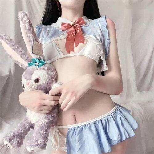 Nikoana Hot Sale Blue Pure Lingerie Sexy Cute Rabbit Girl Student Uniform Temptation Suit Adult Exotic Apparel Novelty Special