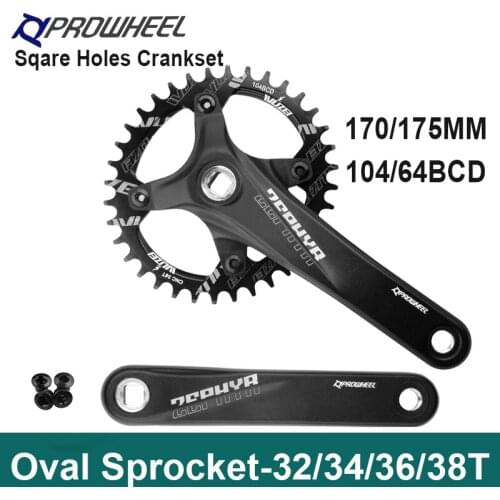 Prowheel Square Holes MTB Crankset 170mm/175mm Oval Chainring 32T/34T/36T/38T Chainwheel Aluminum Alloy Bicycle Parts