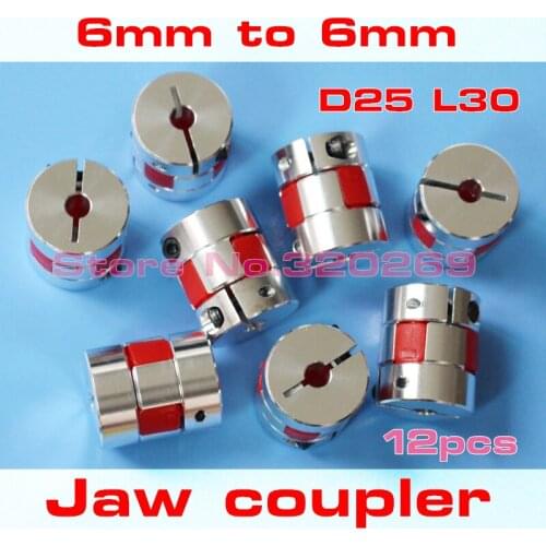 12pcs shaft coupling Flexible Jaw spider plum coupler D25 L30 4 5 6 6.35mm 1/4" 7mm 8mm 9mm 10mm 11mm 12mm 12.7mm 1/2" .5 inch