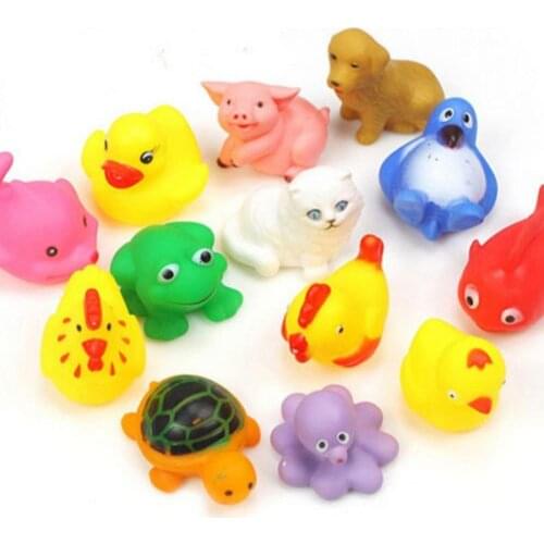13Pcs Cute Soft Float Sqeeze Sound Animals Baby Kids Wash Bath Play Toys