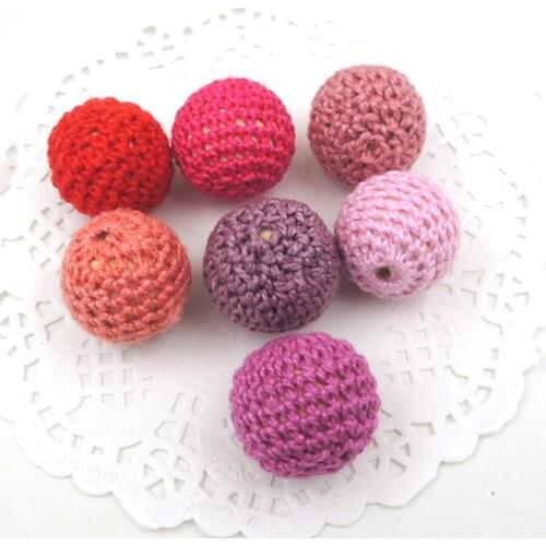 14pcs wooden crochet bead fade red pink fuschia hand knitted diy chunky 22mm mother kid PATTERN ACCESSORY EA463