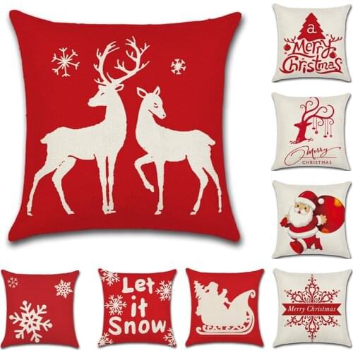 2pcs festive christmas tree Linen Cushion Cover Merry Christmas Pillow Cover for Home Chair Sofa Decorative Pillows 45*45cm