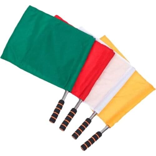 4Pcs Sports Referee Flag Track and Field Sports Training Flag Linesman Signal Flags Solid Flag with Stainless Steel