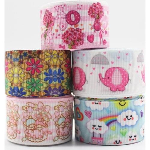 5 Yards 1" Cartoon Elephant Christmas Ribbons Grosgrain Party Decorations DIY Sewing Crafts for Making Hair Bows 3"