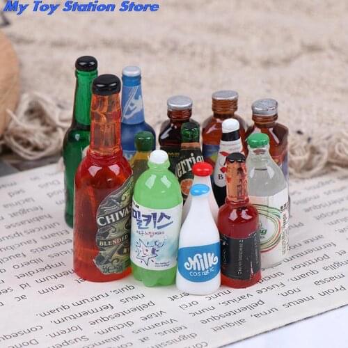 5Pcs 1:12 Dollhouse Miniature Resin Drinks Bottles Model Dolls Kitchen Accessories Color Random