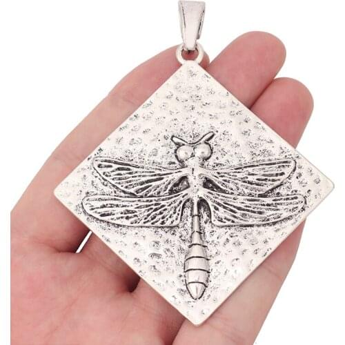 5 x Tibetan Silver Large Hammered Dragonfly Charms Animal Pendants for Necklace Jewelry Making 91x73mm