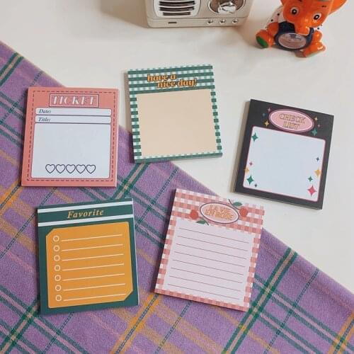 50 Sheets Kawaii Retro Sweetheart Memo Pad Ins Message Notes Decoration Notepad Scrapbooking Student Notes Paper Stationery