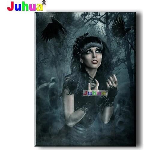 5D DIY Diamond Painting Gothic Woman Cross Stitch Full Square Round Drill 3D Diamond Painting Kit Home Decoration Gift LAdy