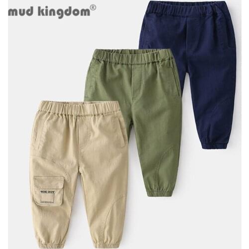 Mudkingdom Boys Jogger Cargo Pants Casual Loose Elastic Waist Solid Slant Pocket Spring Autumn Trousers for Kids Fashion Clothes