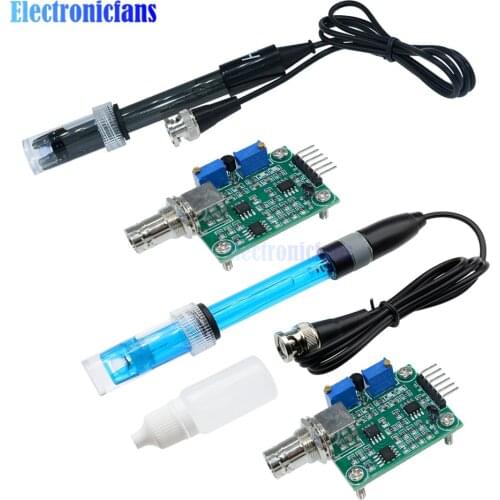 1Set Liquid PH 0-14 Value Detection Regulator Sensor Module Monitoring Control Meter Tester + BNC PH Electrode Probe For Arduino