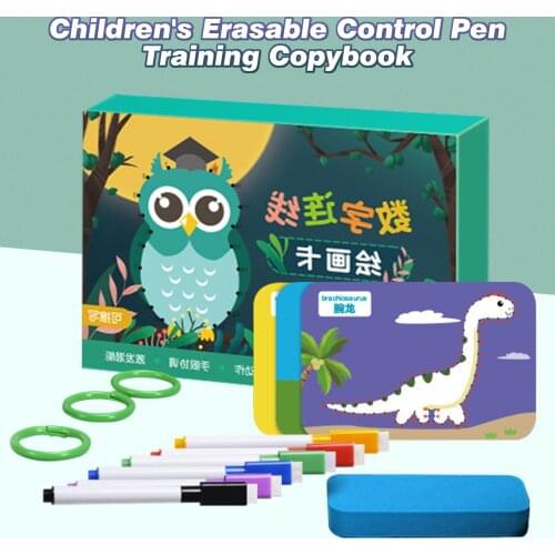 Kids Erasable Pen Control Training Educational Toys with 64 Cards 6 Markers 1 Eraser 3 Binder Rings for Toddlers Ages 4