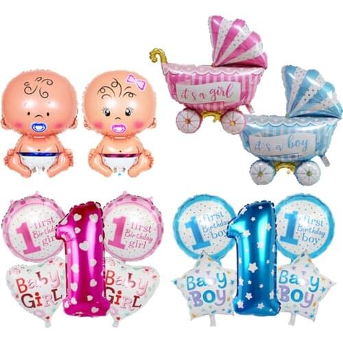 First Birthday Boy Girl Foil Balloons Baby Shower Decorations Babyshower 1st Birthday Party Decoration Its a Boy Girl Globos