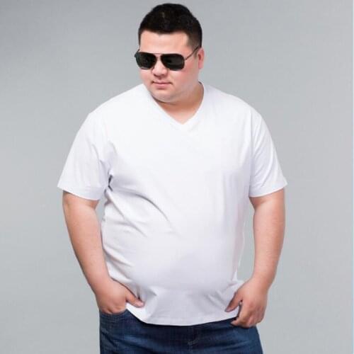 Mens Big T-Shirt Large Size 8XL 9XL 10XL 11XL 12XL Short Sleeve V Neck Loose Casual Black Gray White