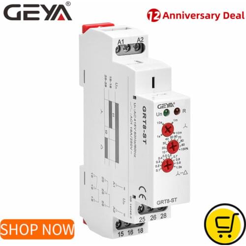 GEYA GRT8-ST Delay on Star Delta Timer Relay Soft starter AC230V 415V AC/DC12V-240V Delta Relay Motor Starter