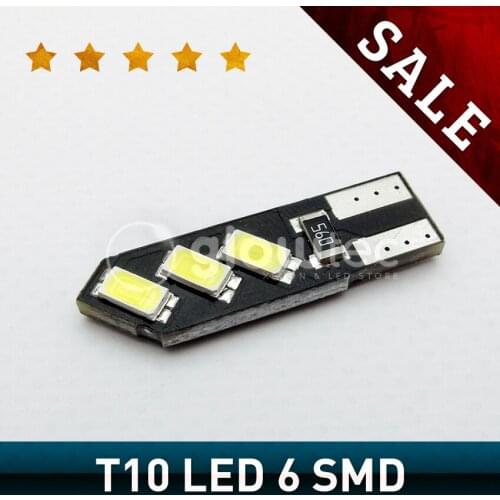 GLOWTEC 1pc new High Quality T10 6smd 5730 5630 Led Car Light Canbus White 2 side t10 led W5w 194 Error Bulbs