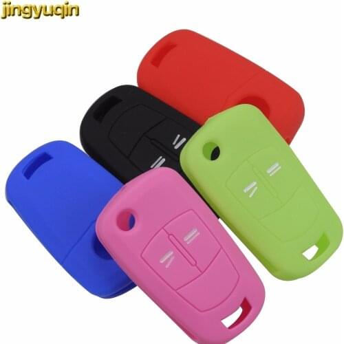 Jingyuqin Silicone 2 Buttons folding flip Car Key Cover Case Fob for Vauxhall Opel Corsa Astra Vectra Signum Styling