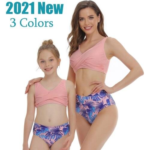 Bikinis Set Swimsuit Women Girls Swimwear Family Matching Outfits 2021 New Kids Child Female Swimming Bathing Suits Beachwear