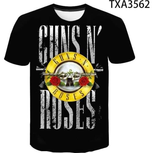 Guns N Roses Summer 3D Printed T Shirts Casual Men Women Children Fashion Short Sleeve Boy Girl Kids Streetwear Cotton Tops